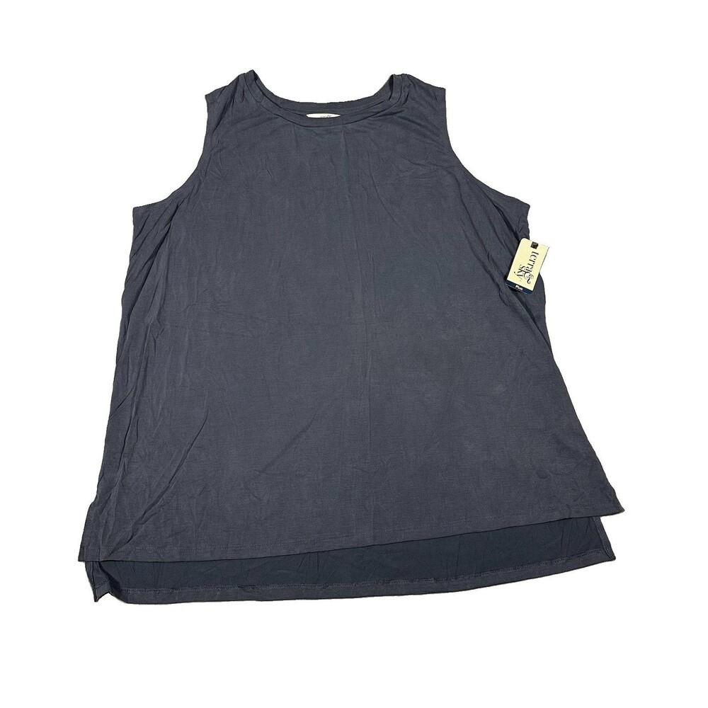 NWT Terra & Sky Tank Top Womens 1X Plus Charcoal Gray Modal Blend Sleeveless Tee